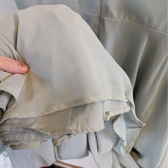 Jenny Yoo Ryan Chiffon Plunging V Neck Dress 10*** BHLDN Morning Mist green - Picture 8 of 16